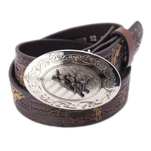 Nocona Belt Co Boy's Tooled Rodeo Belt with Plaque Buckle, Brown